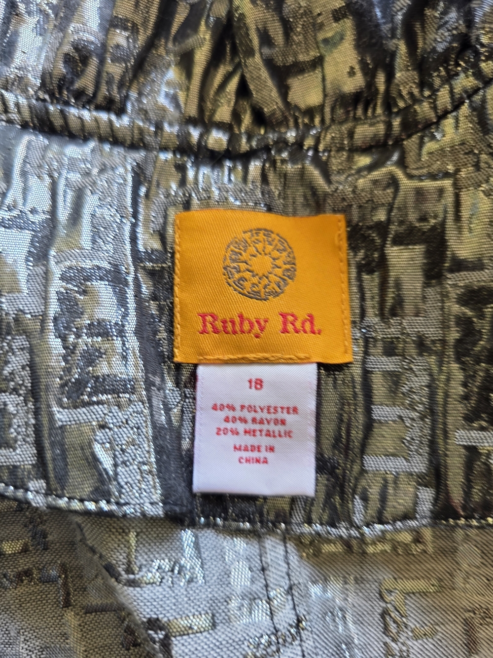 Ruby Rd. Black and Silver Metallic Ruffled Trench Coat - Picture 9 of 11